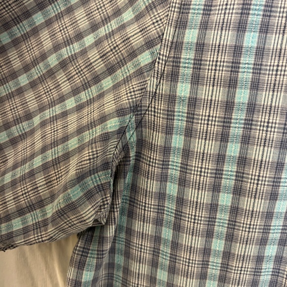 Men's Short Sleeve Blue Plaid Button Down Shirt from NorthCrest Size XL - Picture 5 of 7